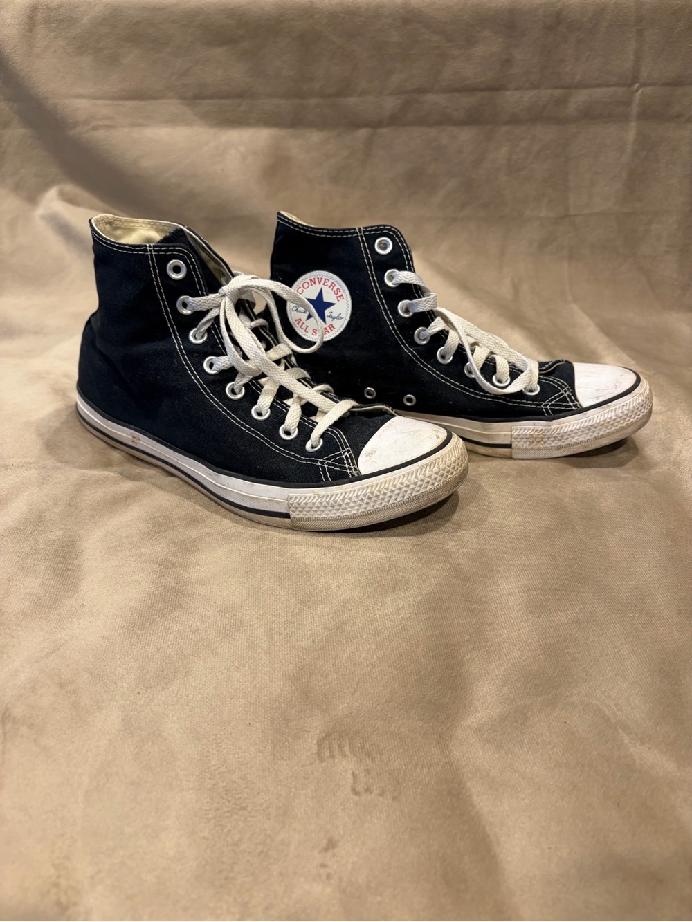 Converse High Top Sneakers - Black with White Accents Mens 8 Womens 10